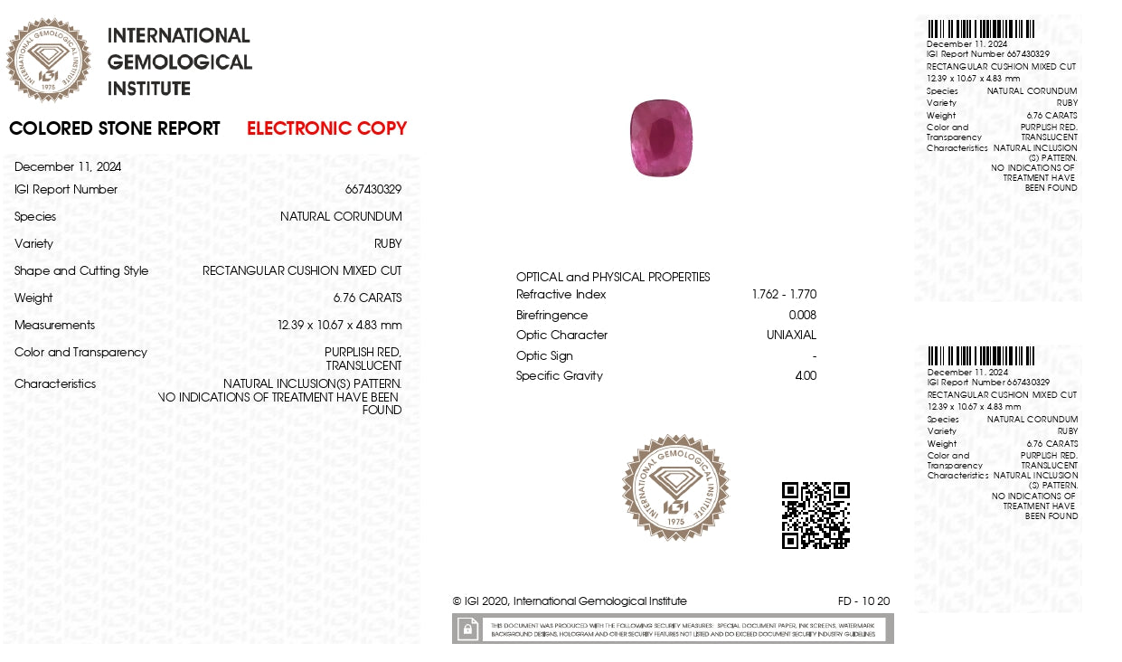 Natural Ruby (Manik) 6.76 Carats