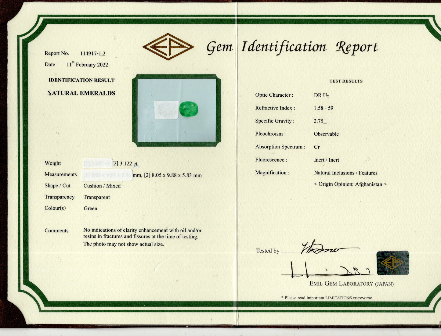 Panjshir Emerald (Panna) 3.12 Carats