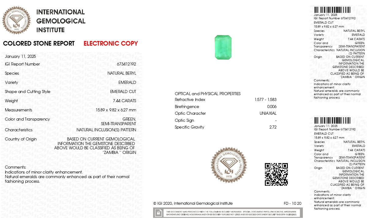 Natural Zambian Emerald (Panna) 7.44 Carats