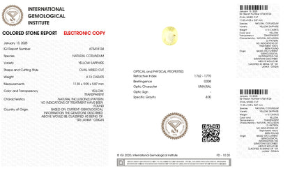 Natural Yellow Sapphire (Pukhraj) 6.13 Carats