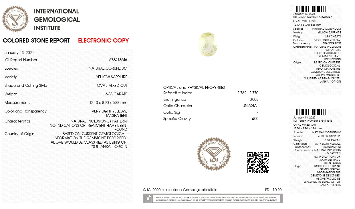 Natural Yellow Sapphire (Pukhraj) 6.88 Carats