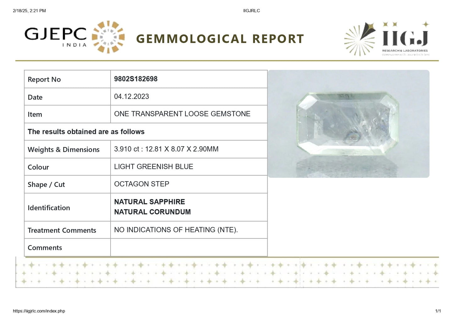 Natural Pitambari 3.91 Carats