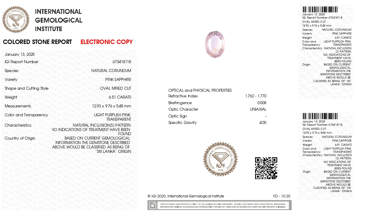 Natural Pink Sapphire 6.51 Carats