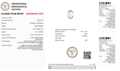 Natural Pink Sapphire 6.51 Carats