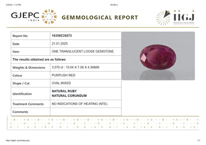 Burmese Ruby (Manik) 3.57 Carats