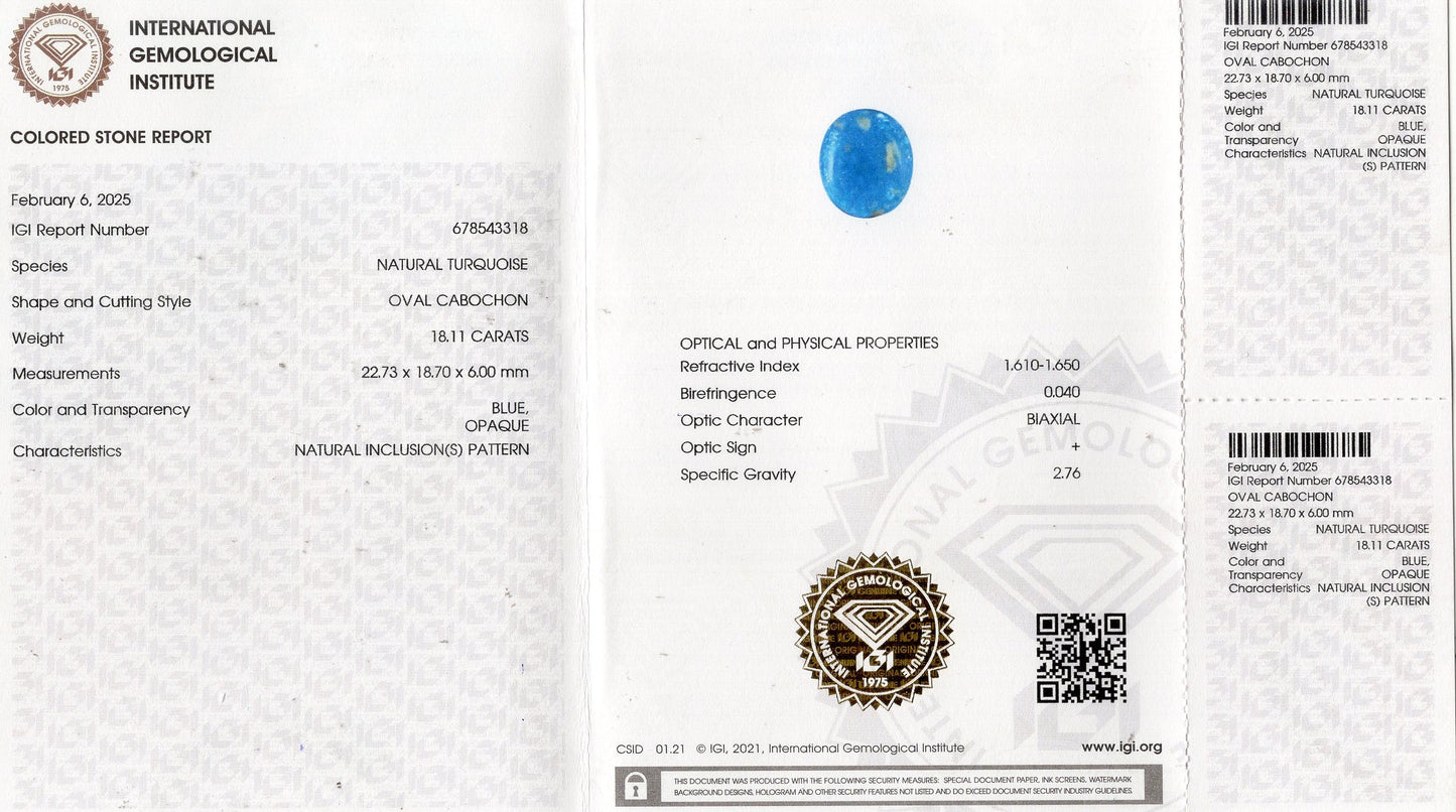 Natural Turquoise (Firoza) 18.11 Carats