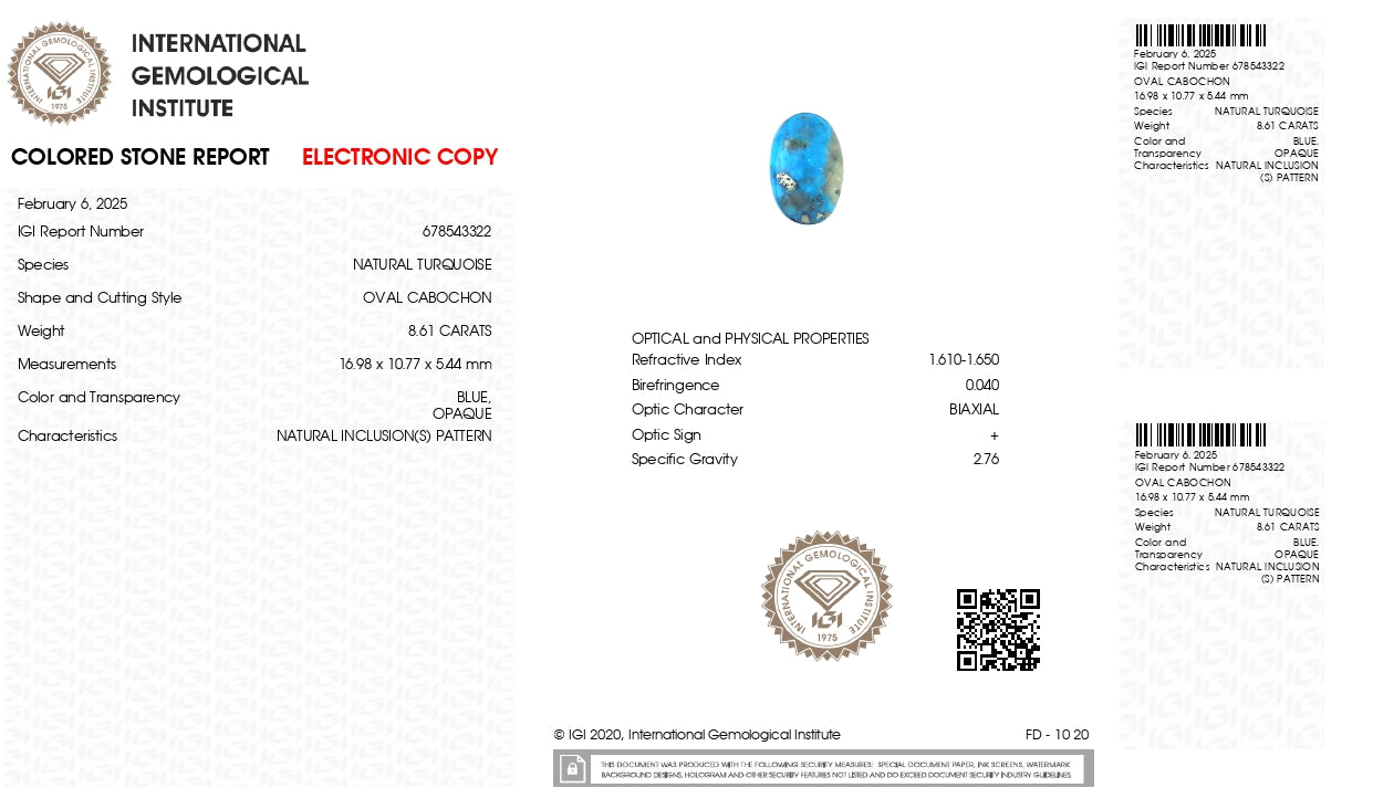 Natural Turquoise (Firoza) 8.61 Carats