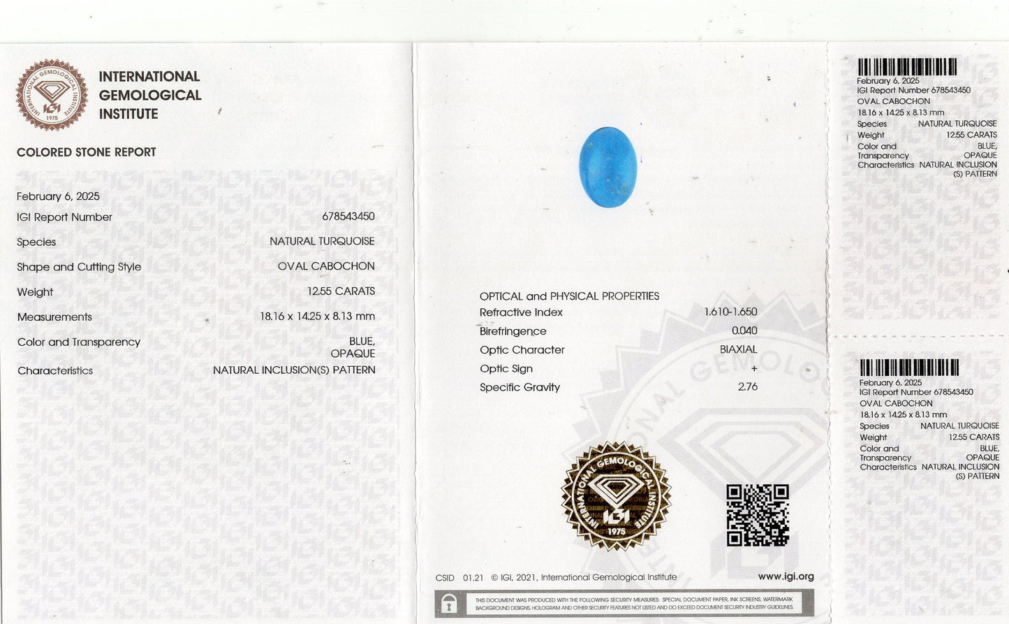 Natural Turquoise (Firoza) 12.55 Carats
