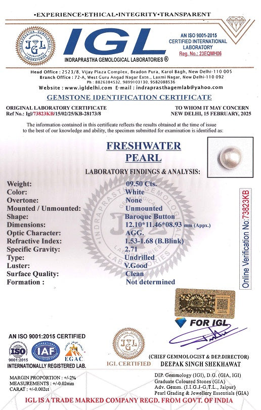 Fresh Water Pearl (Moti) 9.50 Carats
