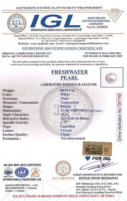 Fresh Water Pearl (Moti) 8.94 Carats