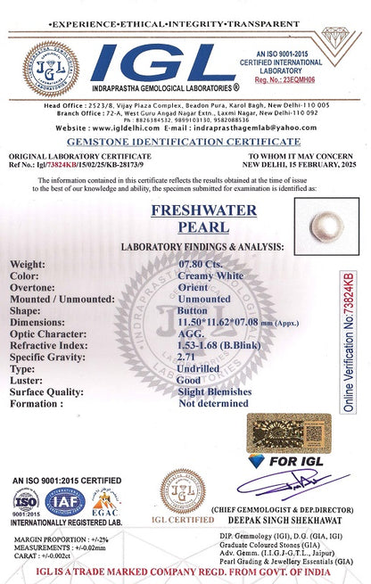 Fresh Water Pearl (Moti) 7.80 Carats