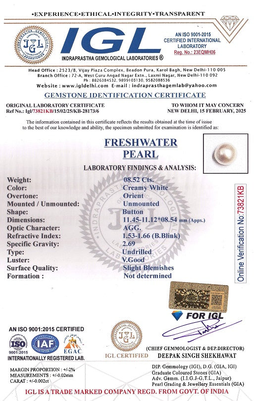 Fresh Water Pearl (Moti) 8.52 Carats
