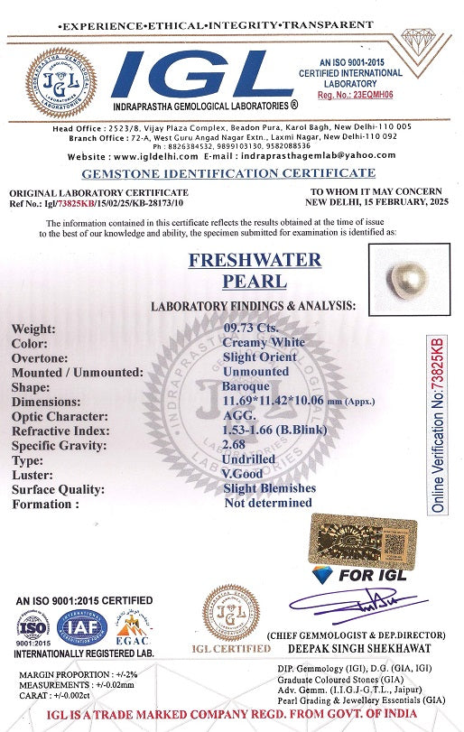 Fresh Water Pearl (Moti) 9.73 Carats