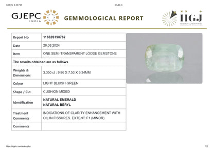 Natural Columbian Emerald (Panna) 3.35 Carats