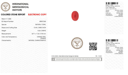 Natural Italian Red Coral (Moonga) 13.26 Carats