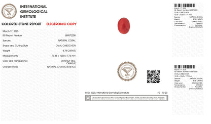 Natural Italian Red Coral (Moonga) 8.78 Carats