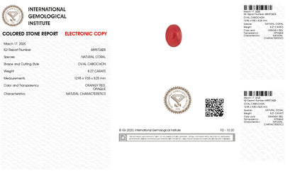 Natural Red Coral (Moonga) 8.27 Carats