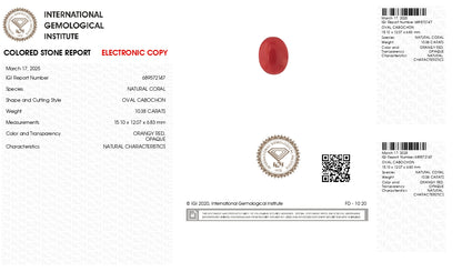 Natural Italian Red Coral (Moonga) 10.38 Carats