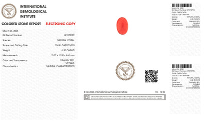 Japanese Red Coral(Moonga) 6.30 Carats
