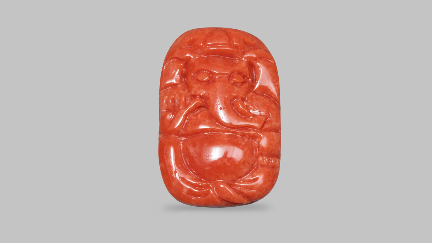 Japanese Ganesh Carving Red Coral(Moonga) 6.32 Carats