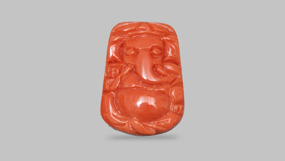 Japanese Ganesh Carving Red Coral(Moonga) 7.49 Carats