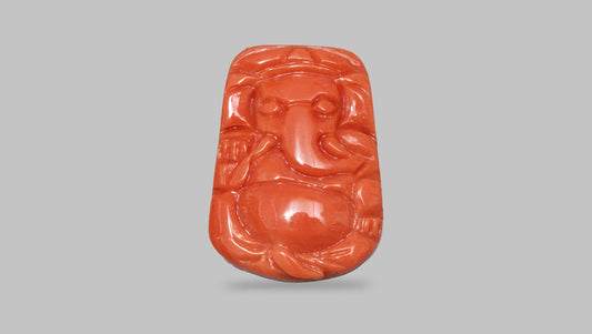 Japanese Ganesh Carving Red Coral(Moonga) 7.49 Carats