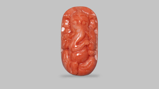 Japanese Ganesh Carving Red Coral (Moonga) 7.90 Carats