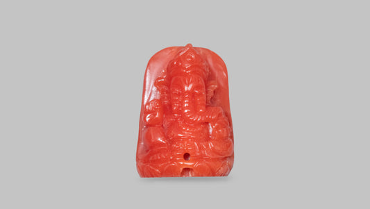 Japanese Ganesh Carving Red Coral(Moonga) 14.75 Carats