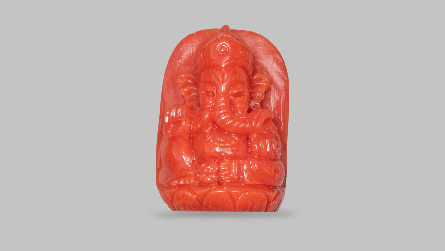 Japanese Ganesh Carving Red Coral(Moonga) 17.43 Carats
