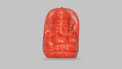 Japanese Ganesh Carving Red Coral(Moonga) 17.43 Carats