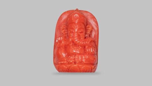 Japanese Ganesh Carving Red Coral(Moonga) 17.43 Carats