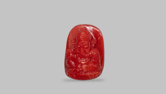 Japanese Ganesh Carving Red Coral(Moonga) 16.98 Carats