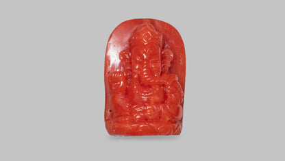 Japanese Ganesh Carving Red Coral(Moonga) 25.32 Carats