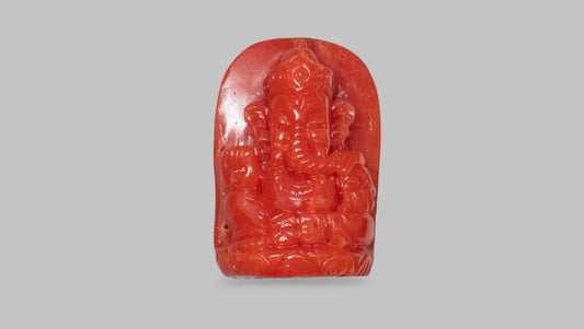 Japanese Ganesh Carving Red Coral(Moonga) 25.32 Carats