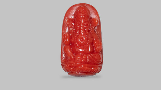 Japanese Ganesh Carving Red Coral(Moonga) 22.51 Carats
