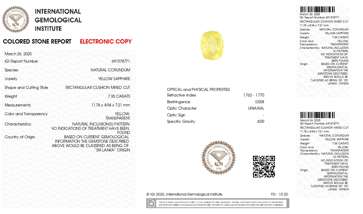 Natural Yellow Sapphire (Pukhraj) 7.35 Carats
