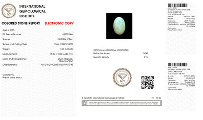 Natural Australian White Fire Opal 3.96 Carats