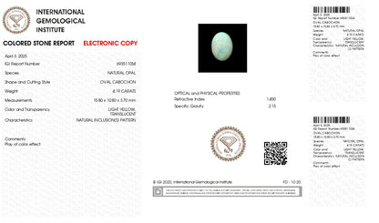 Natural Australian White Fire Opal 4.19 Carats