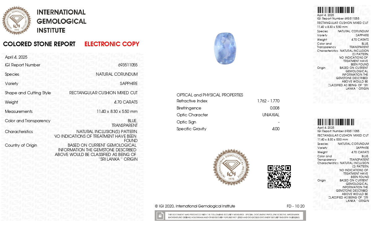 Natural Blue Sapphire (Neelam) 4.70 Carats