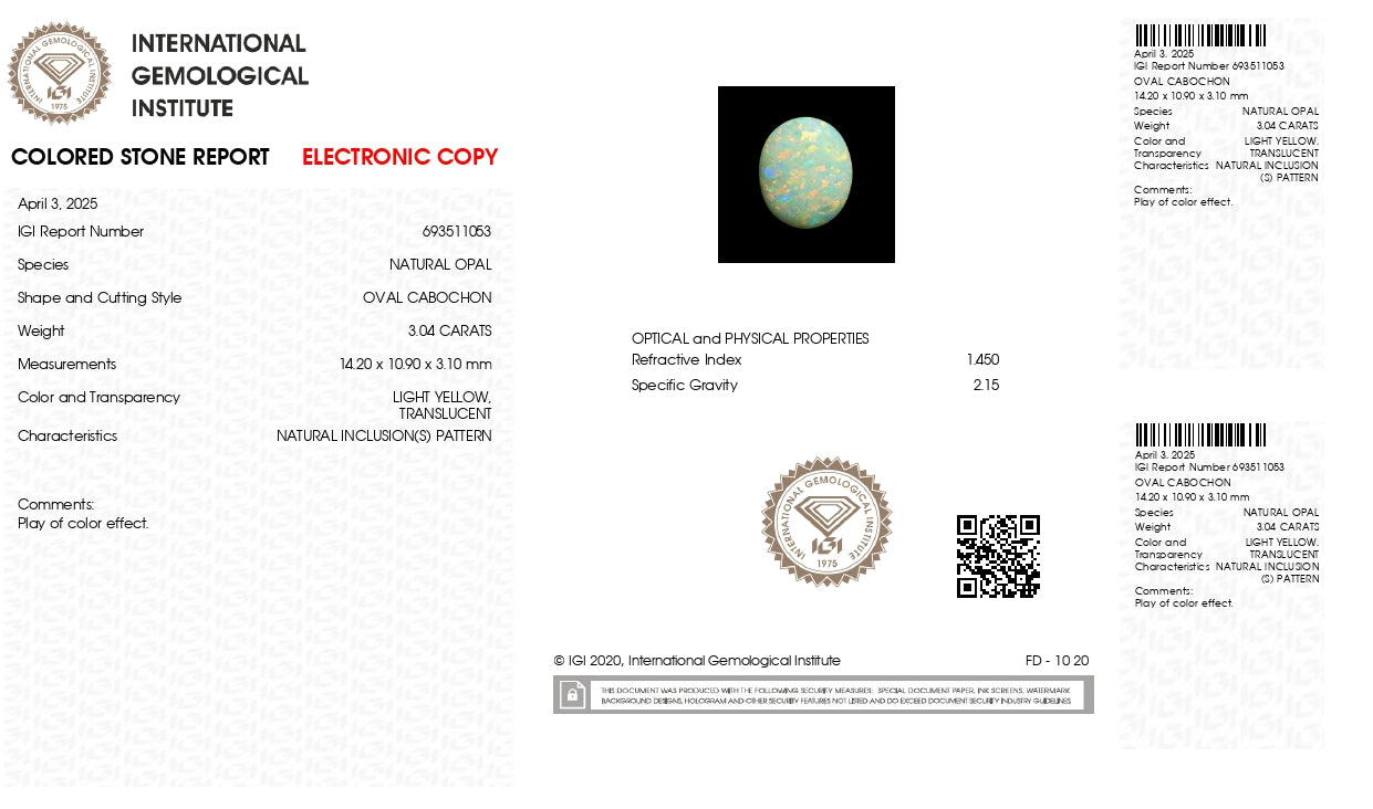 Natural Opal 3.04 Carats