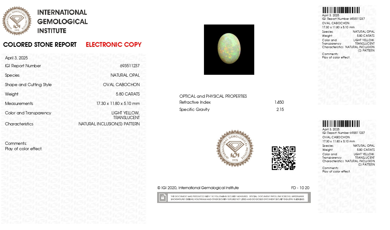 Natural Opal 5.80 Carats