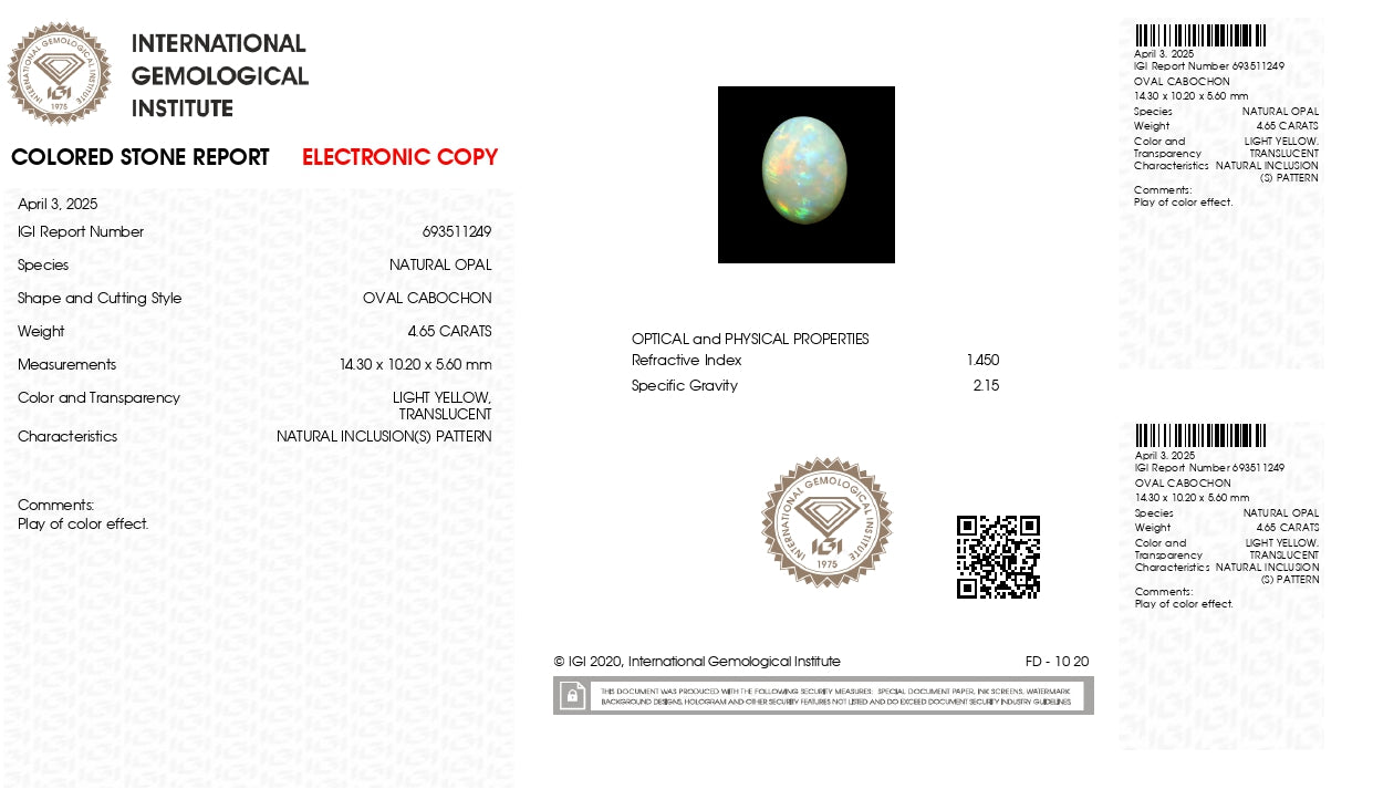 Natural Opal 4.65 Carats