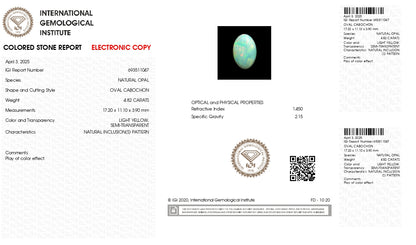 Natural Australian White Fire Opal 4.82 Carats