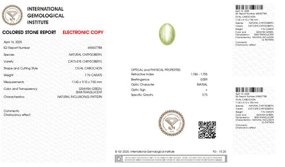 Natural Cat'S Eye (Lehsuniya) 7.76 Carats