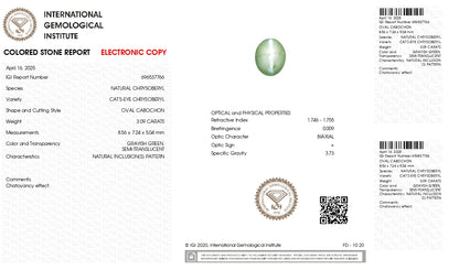 Natural Cat'S Eye (Lehsuniya) 3.09 Carats
