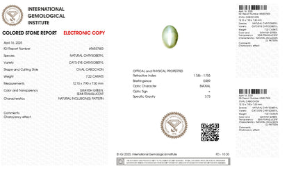 Natural Cat'S Eye (Lehsuniya) 7.22 Carats
