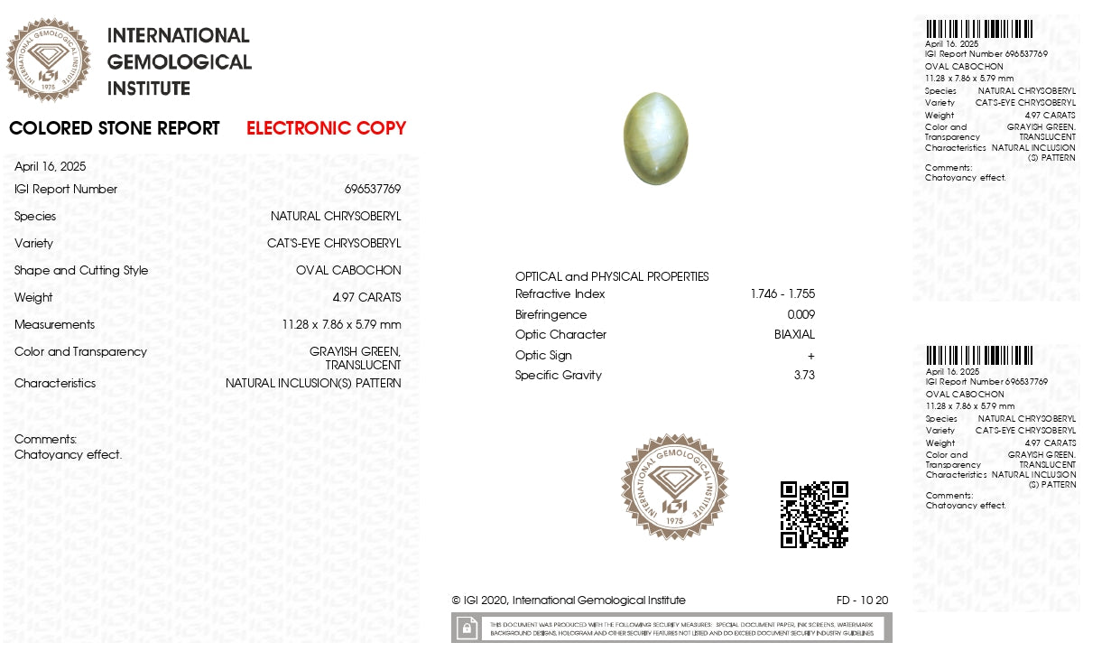 Natural Cat'S Eye (Lehsuniya) 4.97 Carats