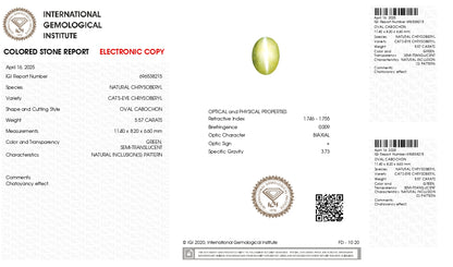 Natural Cat'S Eye (Lehsuniya) 5.57 Carats