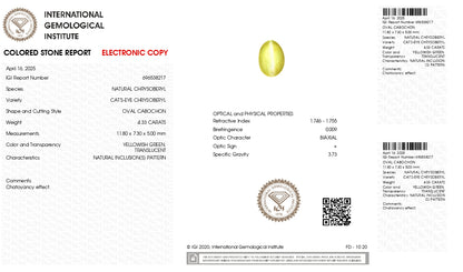 Natural Cat'S Eye (Lehsuniya) 4.33 Carats