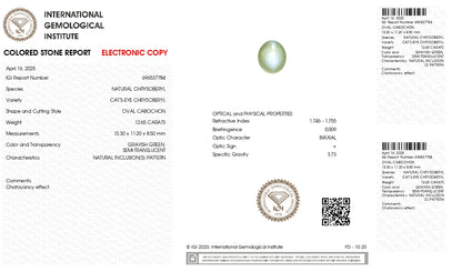 Natural Cat'S Eye (Lehsuniya) 12.65 Carats